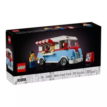 LEGO 40681 Ретро-фургон с едой 310 шт. ИКОНКИ Возраст 18+ Кирпичи для детей Подарочные игрушки для детей Развивающие игрушки Строительные игрушки
