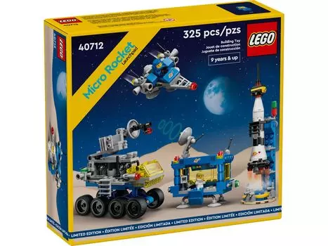 LEGO 40712 Микроракета, 325 деталей. Ностальгический космический игрушечный набор для взрослых и детей. Вдохновлен классическими космическими наборами 70-х и 80-х годов. Включает в себя космические