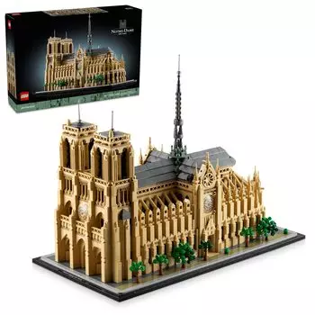 LEGO Architecture Собор Парижской Богоматери, архитектурная модель, коллекционный конструктор, набор для сборки памятных вещей и идея подарка для путешествий и искусства 21061