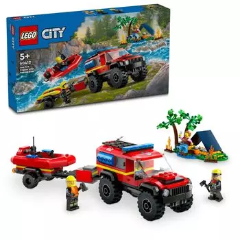 LEGO City 4WD Пожарная машина и спасательная лодка Игрушка Подарок на день рождения Блок Образовательный Рождество Мальчики Девочки Дети 5 лет 6 лет 7 лет 8