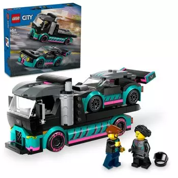 LEGO City гоночный автомобиль и транспортер игрушка подарок на день рождения блок образовательный рождественский мальчики девочки дети 6 лет 7 лет 8 лет 9 лет