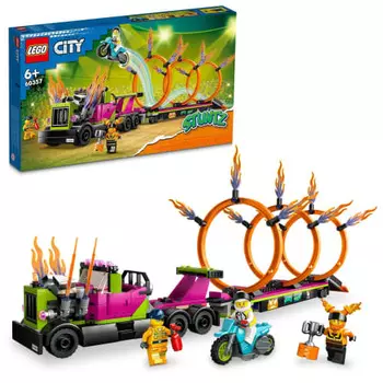 LEGO City Trailer Truck and Fire Ring Challenge 60357 Игрушечный блок Настоящее транспортное средство Транспортное средство для мальчиков и девочек от 6 лет и старше