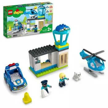 LEGO Duplo Duplo City Police Station Helicopter 10959 Игрушечный блок Present Infant Baby Police Police Station Helicopter Мальчики Девочки 2 лет и старше
