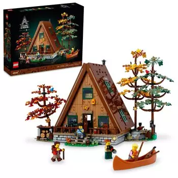 LEGO Ideas Cabin 21338 Коллекционный демонстрационный набор для сборки моделей в подарок для любителей природы и архитектуры Включает 4 настраиваемые минифигурки и 11 животных