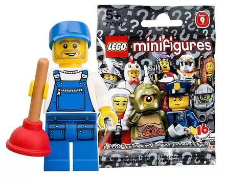 LEGO Minifigure Series 9 Водопроводчик Нераспечатанный товар Minifigure Series 9 (LEGO-сантехник) 71000-16