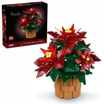 LEGO Набор для строительства Icons Poinsettia Искусственные цветы Рождественские украшения Настольные украшения для взрослых Идеи подарков для папы и любимых 10370 - &
