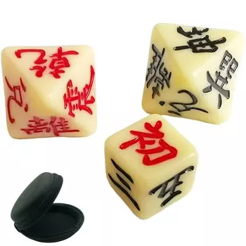 Leiasnow I Ching Easy Fortune Telling Dice Set of 3 Shuyi Octahedron Dice Fortune Telling Bagua Eight Sided Dice Case Included (3 White)