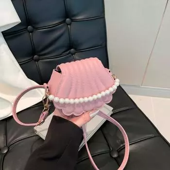 Leisure 2025 Trend Personality Beautiful One Shoulder Summer Beautiful Foreign Style Chain Crossbody Portable Shell Bag чёрный