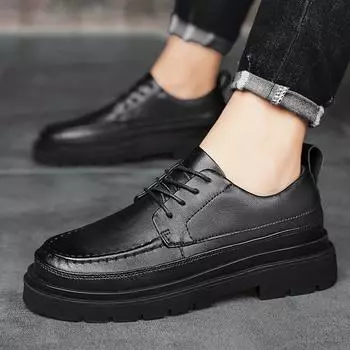 Leisure business men s Lace up leather shoes Luxury men s Fashion Party Outdoor Wedding Men s Walking Four Seasons Shoes 39 чёрный