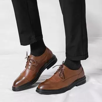 Leisure business men s leather shoes Luxury men s Wedding Fashion Party Office Outdoor Strolling Brown Shoes 38-44 38 чёрный