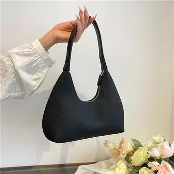 Leisure commuting large-capacity bag women s summer new armpit bag niche portable shoulder bag чёрный