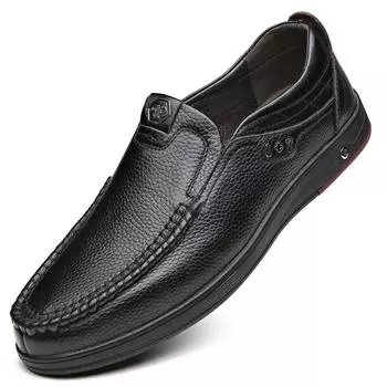 Leisure Handmade Genuine Leather Loafers Men s Shoes Formal Business Design Luxury Shoe Man Casual Genuine Leather Shoes 38 чёрный