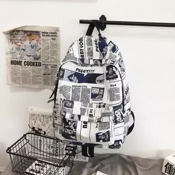 Leisure Large Capacity Backpack With Letter Graffiti Print Design For Daily Use