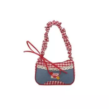 Leisure Lattice Shoulder Bag Rural Style Crossbody Bag Sweet Denim Underarm Bag Travel