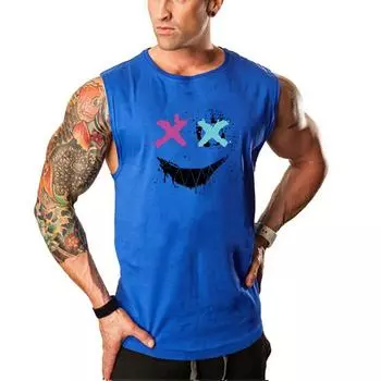 Leisure vest, summer breathable sleeveless T-shirt, men s exercise muscle, running sports vest S