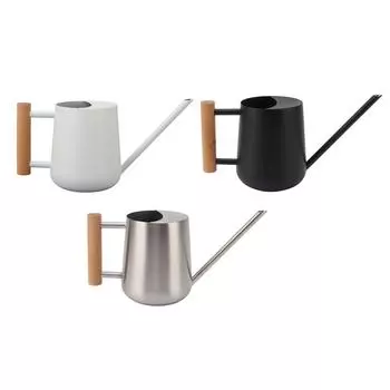 Лейка 900 мл из нержавеющей стали с длинным носиком и деревянной ручкой, элегантная цветочная лейка для сада F White