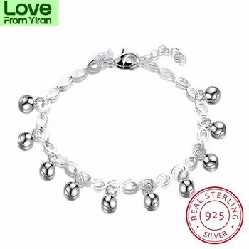 Lekani 925 Sterling Silver Fine Jewelry Bracele For Women Silver 925 Jewelry Small Bell Charm Bracelets &Bangles Gift