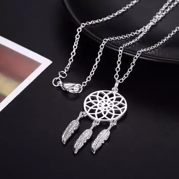 Lekani Ловец снов перо стерлингового серебра 925 пробы ожерелья и подвески для женщин модное ожерелье «Ловец снов» ювелирные изделия для девочек подарки 45cm