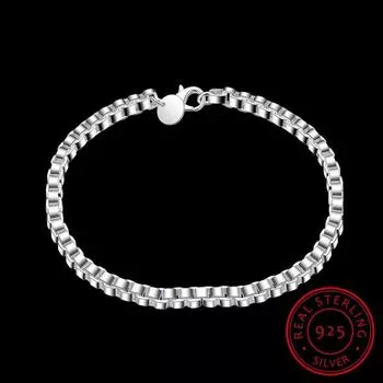 Lekani мужские ювелирные изделия из стерлингового серебра 925 пробы, 4 мм, цепочки, 19 см, браслет, Pulseiras De Prata для мужчин, подарок