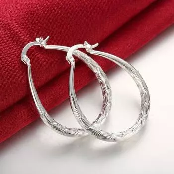 Lekani рыбные узоры овальные большие креольские серьги-кольца для женщин серьги из стерлингового серебра 925 пробы Европейский бренд ювелирные изделия подарки