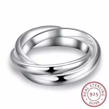 Lekaninew Красивые модные ювелирные изделия из стерлингового серебра 925 пробы Серебряное кольцо Три круга Anel De Prata Bijoux 7