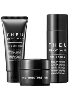 Лекарственное средство от угревой сыпи, увлажняющий гель для умывания лица, набор лосьонов THEU, средство от шрамов от угревой сыпи, противодействие угревой сыпи, сделано в Японии, для взрослых, угревой сыпи, для мужчин, комплект из 3 предметов