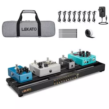 LEKATO Guitar Pedal Board Powered Pedal Board Inch lb Aluminum Alloy Pedal Board with Pedal Cable Bag Adhesive Hook Side Tape Built-in 19x5.1x1.8 1.8
