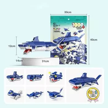 Lele Brother Конструктор Глубоководная Белая Акула Кит Животные MOC Городская Сцена Сборный Сделай Сам Маленькие Кирпичики белый