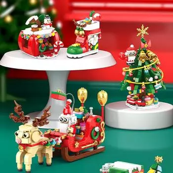 Lele Brothers 9126 Рождественский фестиваль Слепая коробка Сборка Детей Мальчики Строительные блоки Игрушка Подарочные украшения красный