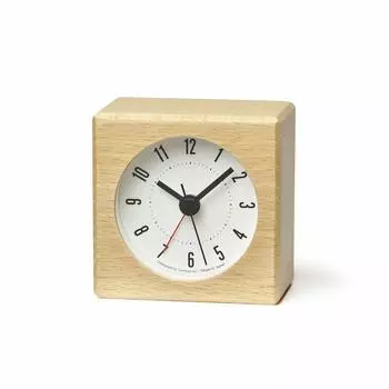 Lemnos Table Clock Alarm Clock Natural Wood Color Meteor NT Lemnos Natural w7 x H7 x JH17-05 D4.2cm