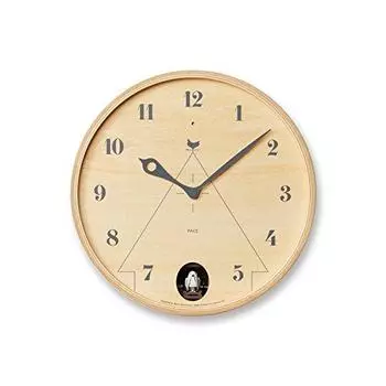 Lemnos Wall Clock Pace Analog Cuckoo Wooden Frame Natural Colored Wood NT LC17-14