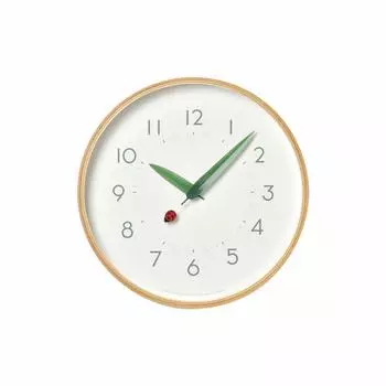 Lemnos Настенные часы Perch Clock Палатка Божья коровка Аналоговые Деревянная рамка Дерево натурального цвета TENTO Диаметр x Глубина SUR18-16 25.4 4.8см