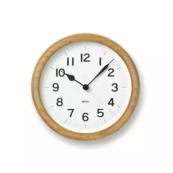 Lemnos Wall Clock with Stand Analog Miki Zelkova Natural Colored Wood MIKI NT Lemnos NY12-06