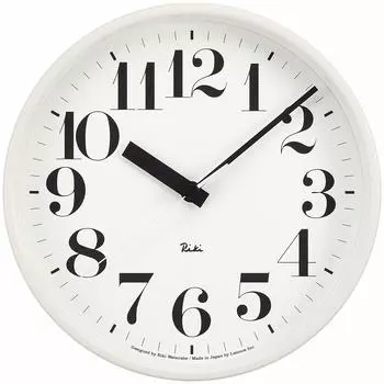 Lemnos WH Lemnos Wall Clock, Radio Clock, White, Aluminum, Bold Point, Riki Steel Clock WR08-25