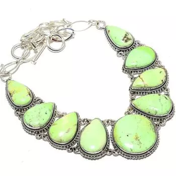 Lemon Chrysophrase Gemstone Handmade 925 Silver Necklace 18 JCN360-19