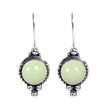Lemon Chrysoprase - Australia 925 Sterling Silver Earring V6863, Mint Green Earring, Round Earring, Valentin s Day Gift, Gift For Her, Birthday Gift,