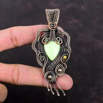 Lemon Chrysoprase Pendant Copper Wire Wrapped Pendant Gemstone Pendant Lemon Chrysoprase Copper Jewelry Handmade Pendant Anniversary Gifts