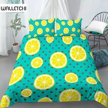 Lemon Duvet Cover Set Fruit Theme 2/3pcs Bedding Set Queen King Size Quilt Cover Microfiber Comforter Cover For Kids Teen Adult EU single(135x200cm)