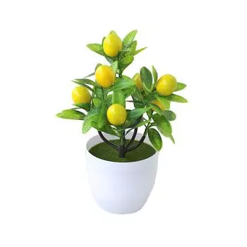 Lemon Plastic Simulated Apple Peach Strawberry Fruit Tree Potted Artificial Lemon