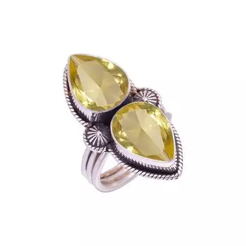 Lemon Quartz Gemstone 925 Sterling Silver Ring V9422, Lemon Ring, Pear Ring, Valentin s Day Gift, Gift For Her, Birthday Gift, Handmade Jewelry, Silve