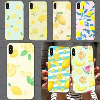 Lemon Summer Fruit Yellow Pattern Phone Case For IPhone 14 13 12 11 XS X 8 7 6 Plus Mini Pro Max SE 2022 Soft Black Phone Cover iPhone 14