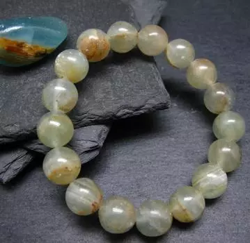 Лемурийский акватиновый кальцитовый браслет ~ 7 дюймов ~ 12 мм круглые бусины 12MM