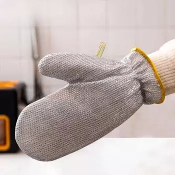 Lengthened Dishwashing Gloves Waterproof Steel Wire Ball Gloves New Housework Cleaning Gloves Short(Only single glove)