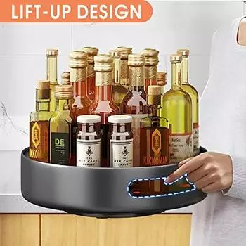 Ленивая Сьюзан, металлическая стальная вращающаяся полка для специй, органайзер для шкафа, кухонной кладовой, столешницы, холодильника, 9 дюймов, черный 9 inch