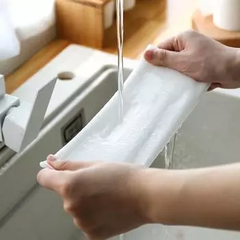 Ленивая тряпка для мытья посуды Кухонная моющаяся печать Сухая и влажная одноразовая тряпка для мытья посуды Нетканая салфетка для уборки Салфетка для уборки White 30 #C1C2K#