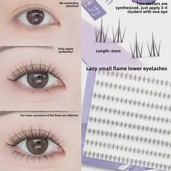 Ленивое пламя, натуральный вид, сегментированные нижние ресницы: Идеально подходит для ежедневного макияжа в стиле нюд для новичков, большая упаковка