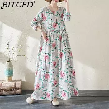 Ленивое ветровое плиссированное тонкое модное платье с высокой талией, литературное, сладкое, темпераментное, с принтом, стареющее, для отдыха, большая распашная юбка, женское L белый/красный