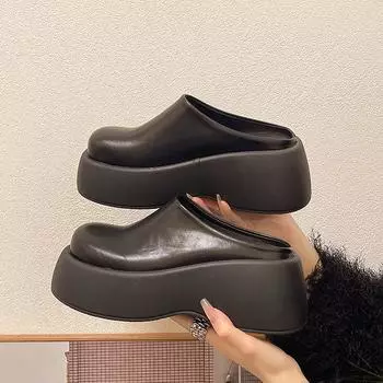 Ленивые крутые тапочки на толстой подошве, туфли-одиночки, сумка, полутапочки с закрытым носком, женская верхняя одежда, весенне-осенние новые модели 35