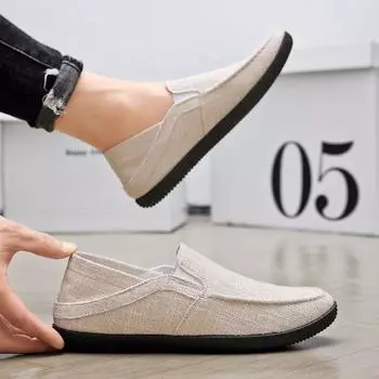 Ленивые парусиновые дышащие повседневные мужские туфли с мягкой подошвой, полностью черные рабочие туфли из старой пекинской ткани 39