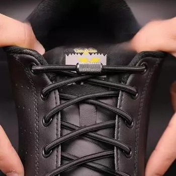 Ленивые толстые эластичные круглые шнурки без завязок с пряжкой для мужской и женской спортивной обуви черного и белого цвета 1 pair